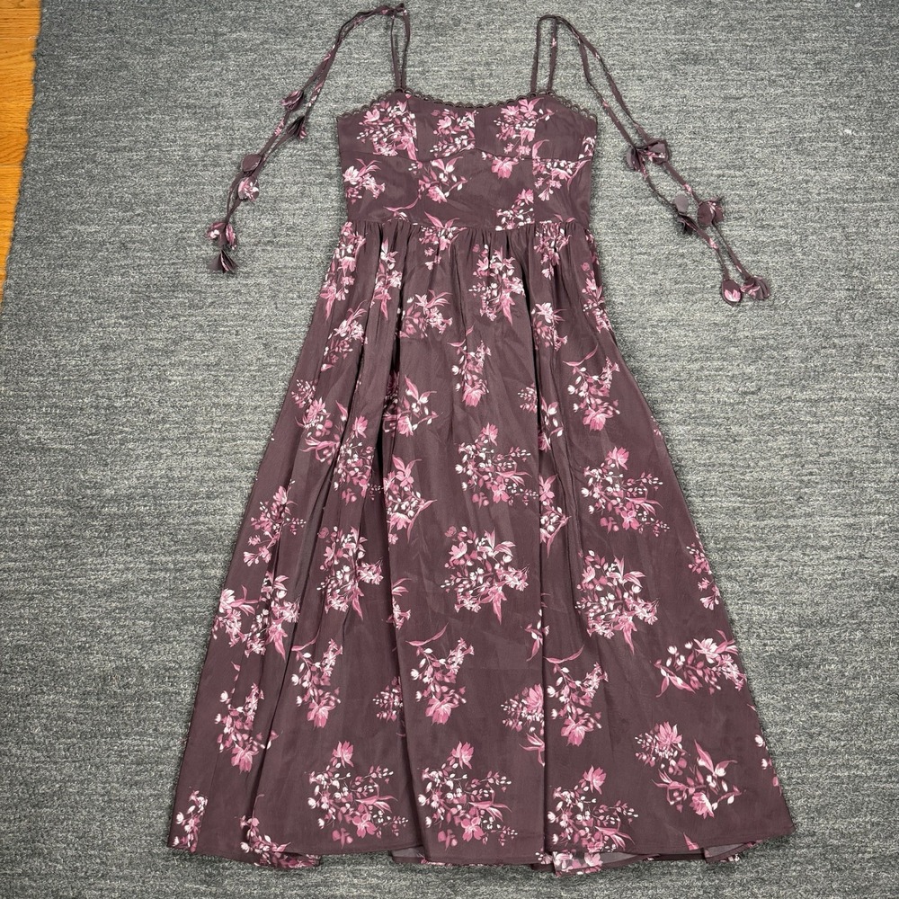 Anthropologie Lea Midi  Dress Medium Dark Floral Cottagecore Romantic Whimsical